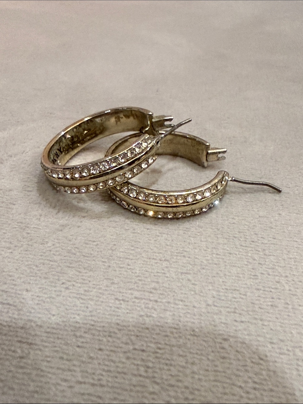 DKNY Gold-Tone Crystal Double Row Hoop Earrings